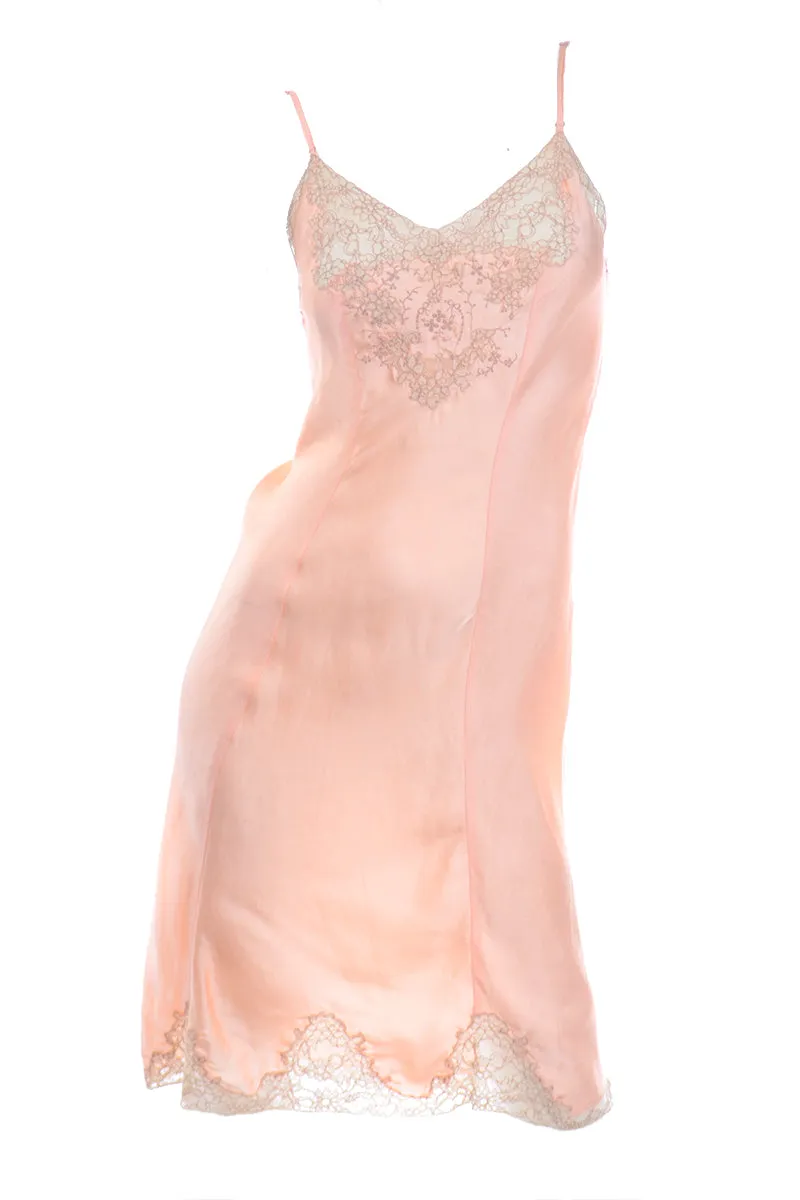 1940s New Form Peachy Pink Silk Blend Slip or Nightgown