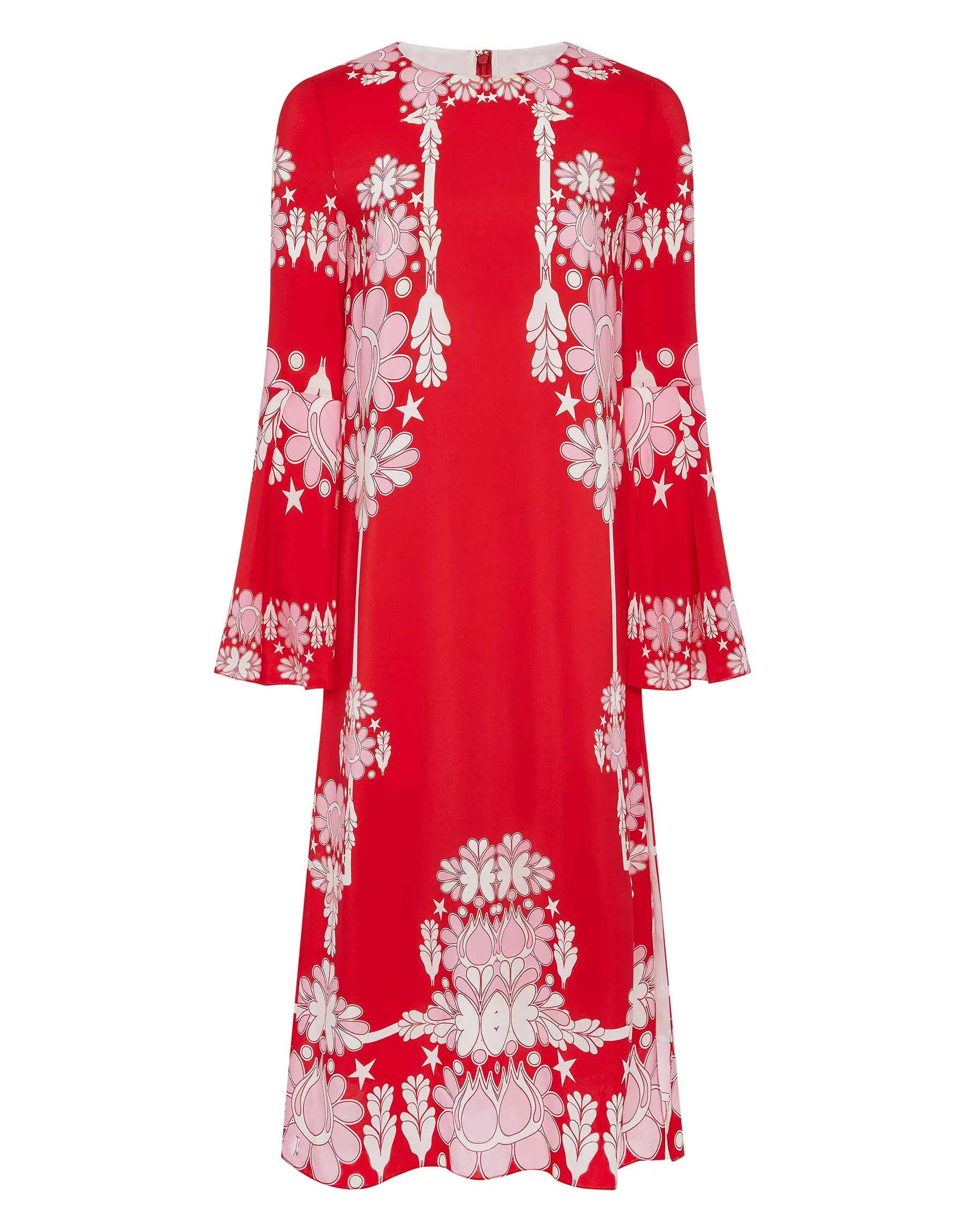 Astoria Crepe Midi Dress - Geo Flower Red - SALE