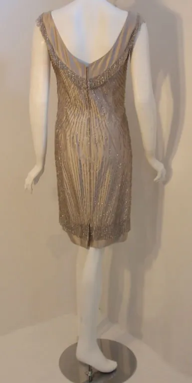 CEIL CHAPMAN 1950s Champagne Silk Shimmering Cocktail Dress