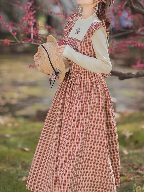 Strawberry Gingham One-piece Dress